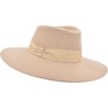 Hat with large cut brim sewn in plain wool felt.