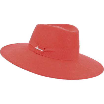 Hat with large cut brim sewn in plain wool felt.