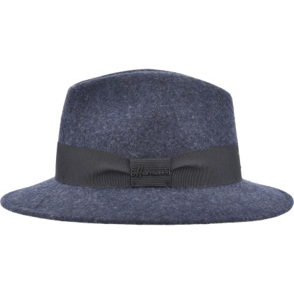 Large-brimmed hat in plain wool felt with plain grosgrain.