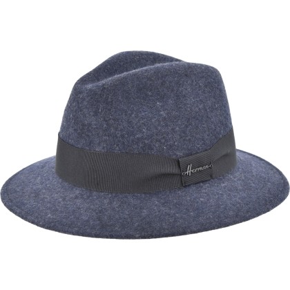 Chapeau à grand bord baissé en feutre de laine uni avec un gros grain