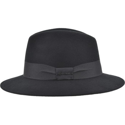 Chapeau à grand bord baissé en feutre de laine uni avec un gros grain