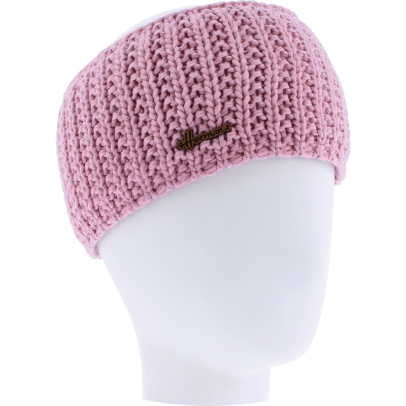 bandeau hiver en maille coloris rose