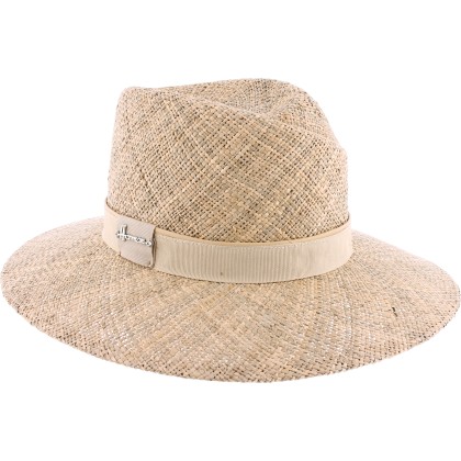 Chapeau en paille jonc de mer naturelle grand bord avec ruban et pipin
