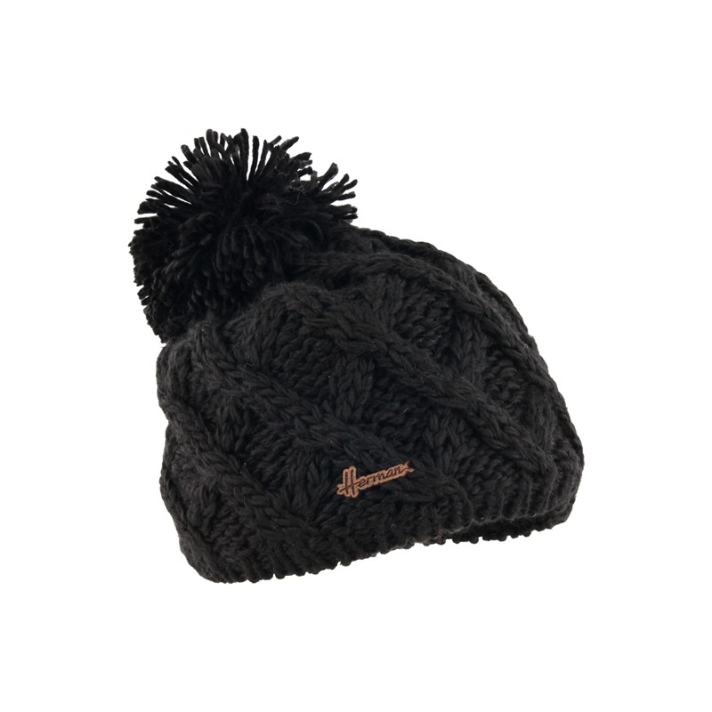 Bonnet enfant tricot losanges uni + pompon