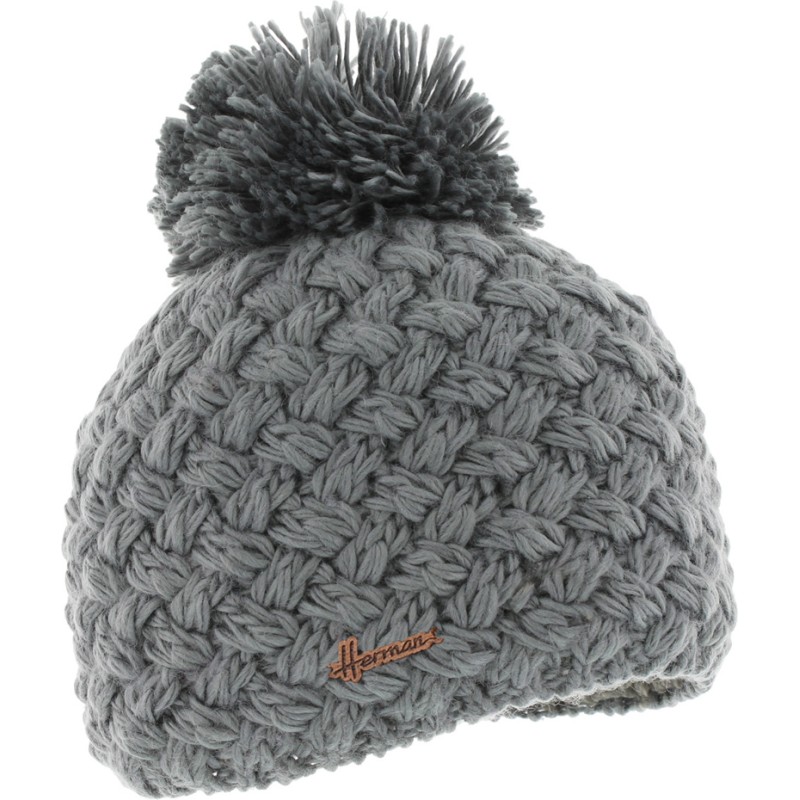 Bonnet enfant tricot croisé uni + pompon