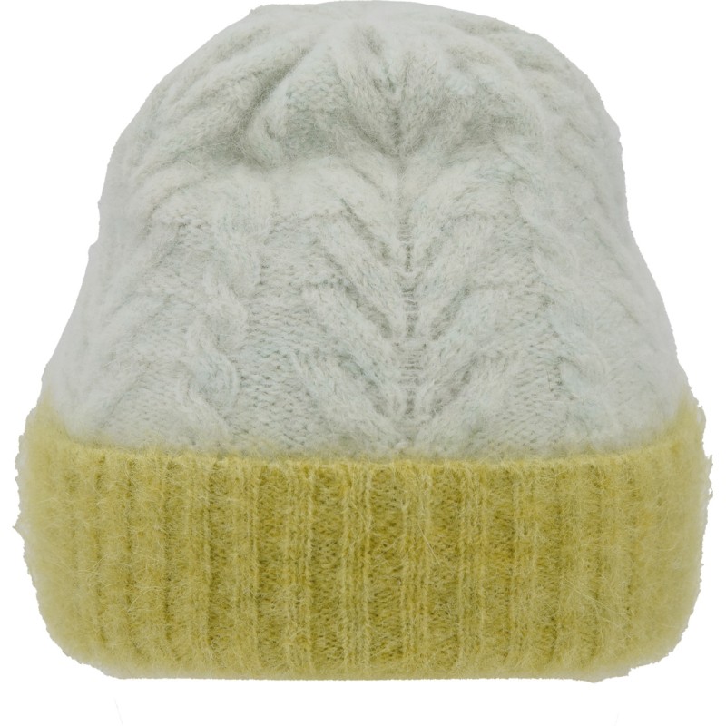 Adult fine knit two-tone cap with cuff.