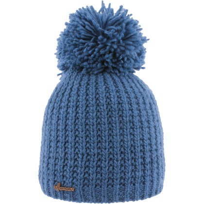 Plain hat knitted with 80% recycled plastic thread, with thread pompom