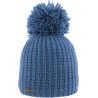 Plain hat knitted with 80% recycled plastic thread, with thread pompom