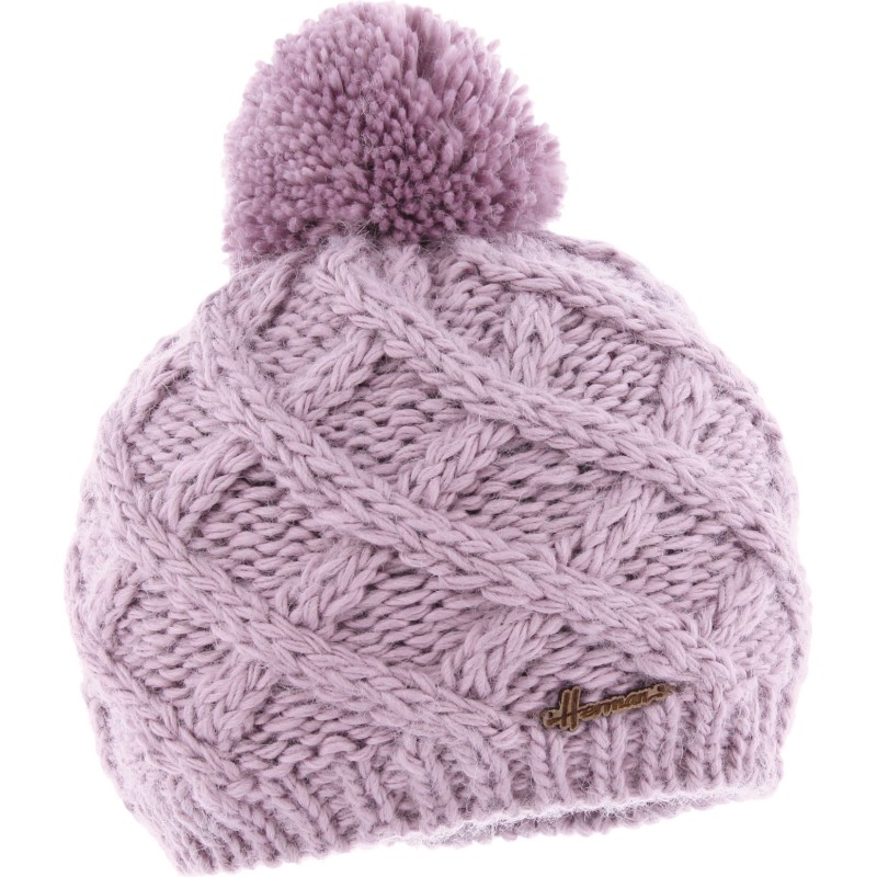 Bonnet enfant tricot losanges uni + pompon