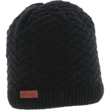 Adult hat with a fine chevron knit.