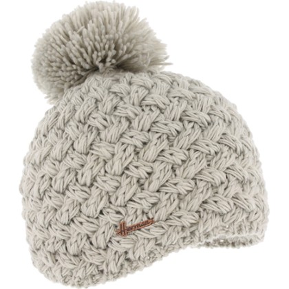 Bonnet adulte tricot croisé uni avec pompon doublé plush