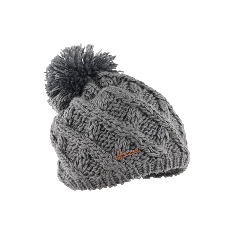 Bonnet enfant tricot losanges uni + pompon