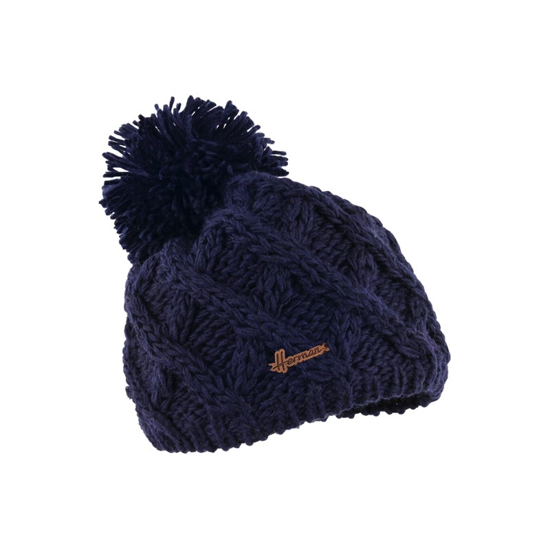 Bonnet enfant tricot losanges uni + pompon