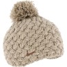 Plain cross-knit adult beanie with plush-lined pompom