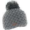 Plain cross-knit adult beanie with plush-lined pompom