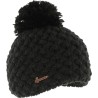 Plain cross-knit adult beanie with plush-lined pompom