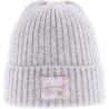 Women's mottled knit beanie with badge and turn-ups