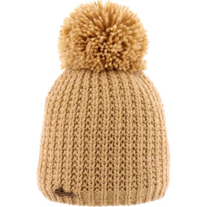 Plain hat knitted with 80% recycled plastic thread, with thread pompom