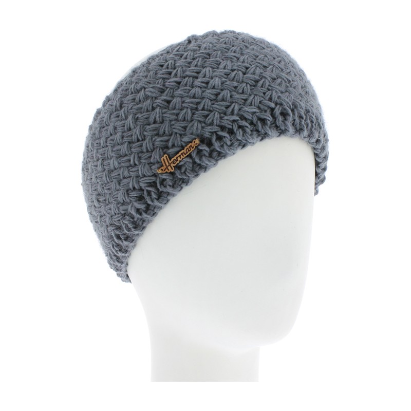bandeau hiver herman en maille et doublure en plush coloris gris