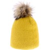 Very soft plain nylon hat with faux fur pompom