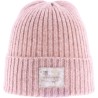 Women's mottled knit beanie with badge and turn-ups