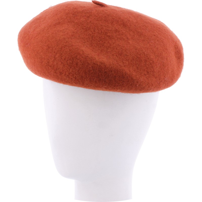Béret uni en feutre de laine avec cordon de serrage