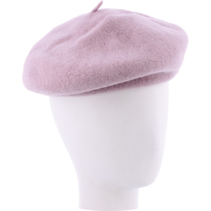 Béret uni en feutre de laine avec cordon de serrage