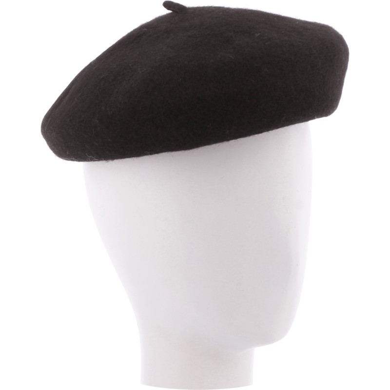 Béret uni en feutre de laine avec cordon de serrage