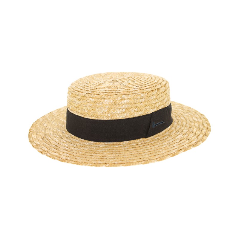 Natural straw boater