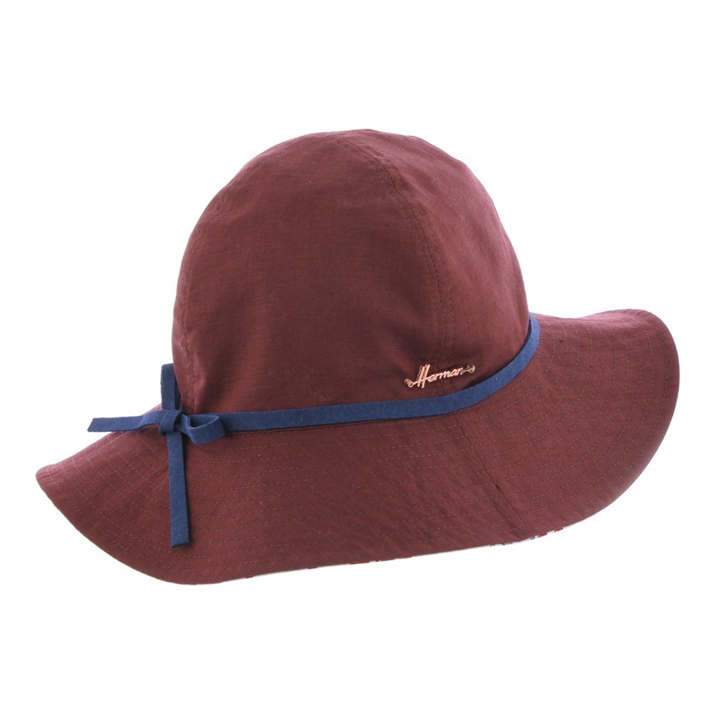Reversible hat in suedeplain color and cotton