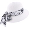 Paper braid floppy hat with pattern scarf