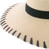 Capeline with decorated brim, black headband and internal drawstring f